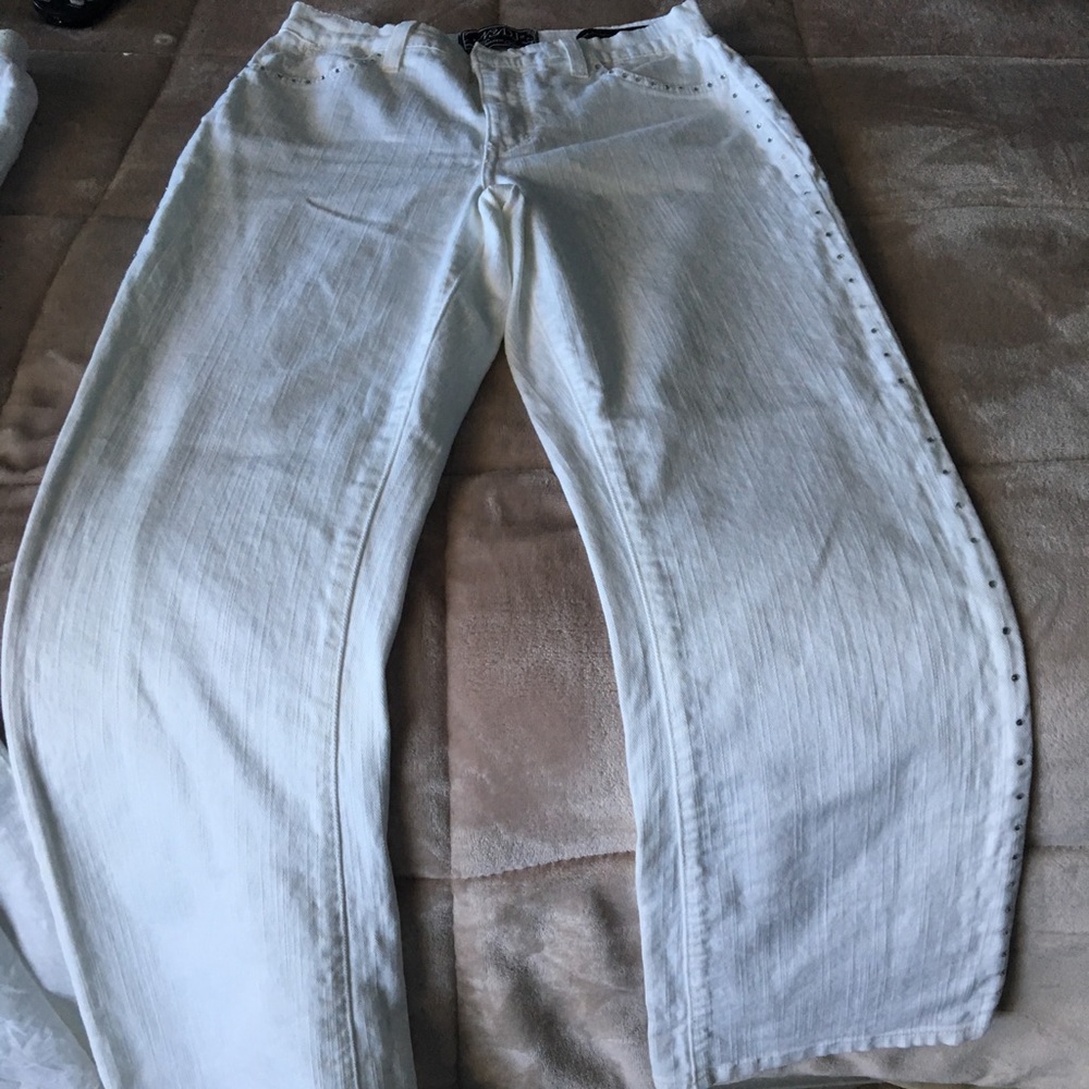 Studded white jeans
